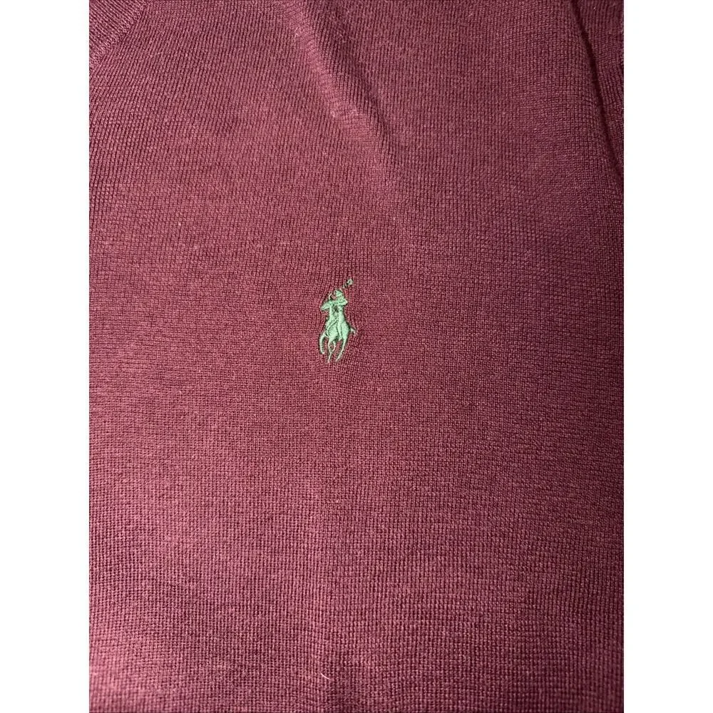 Vintage Polo Ralph Lauren Maroon Label 100% Pima Cotton V-Neck Sweater Size XXL